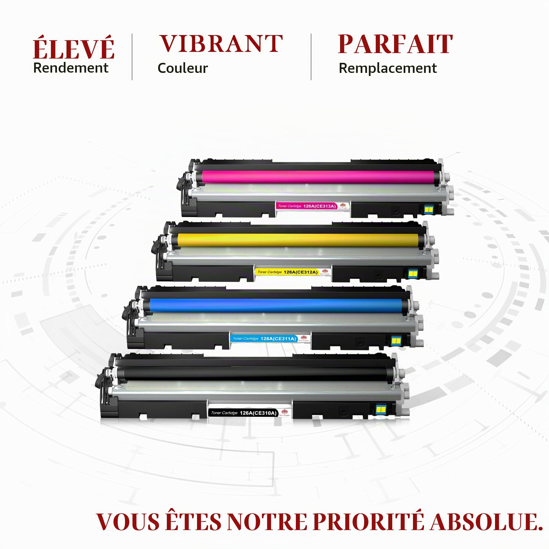 126A Toner Compatibles avec HP 126A CE310A LaserJet Pro 100 CP1025 Color
