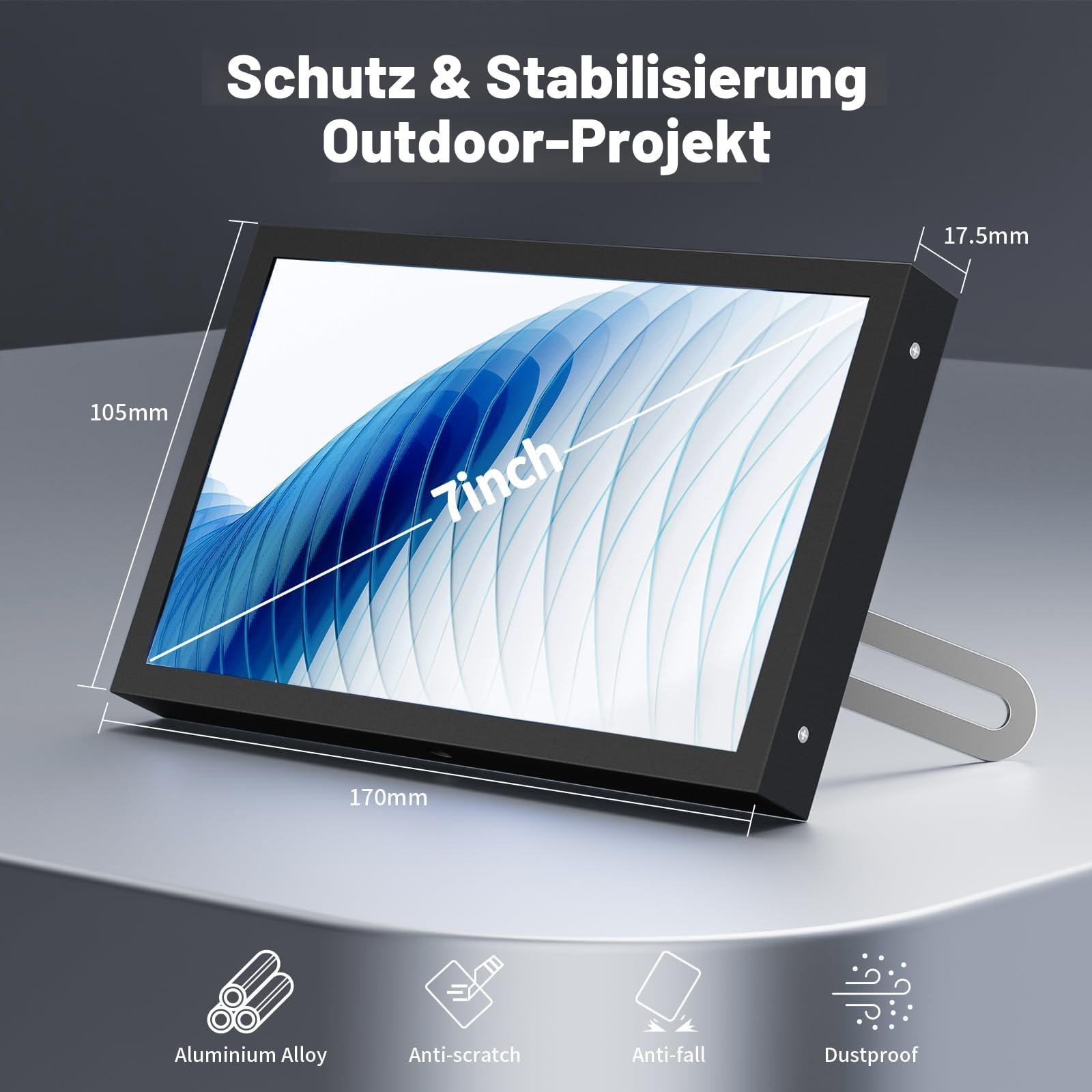 7 Zoll Mini Monitor HDMI, tragbarer VGA-Monitor mit AV BNC 1024×600 LCD-Bildschirm mit eingebauten Lautsprechern, 178° Blickwinkel IPS, Multifunktions-Mini-Display für Raspberry Pi PC/TV/DVD