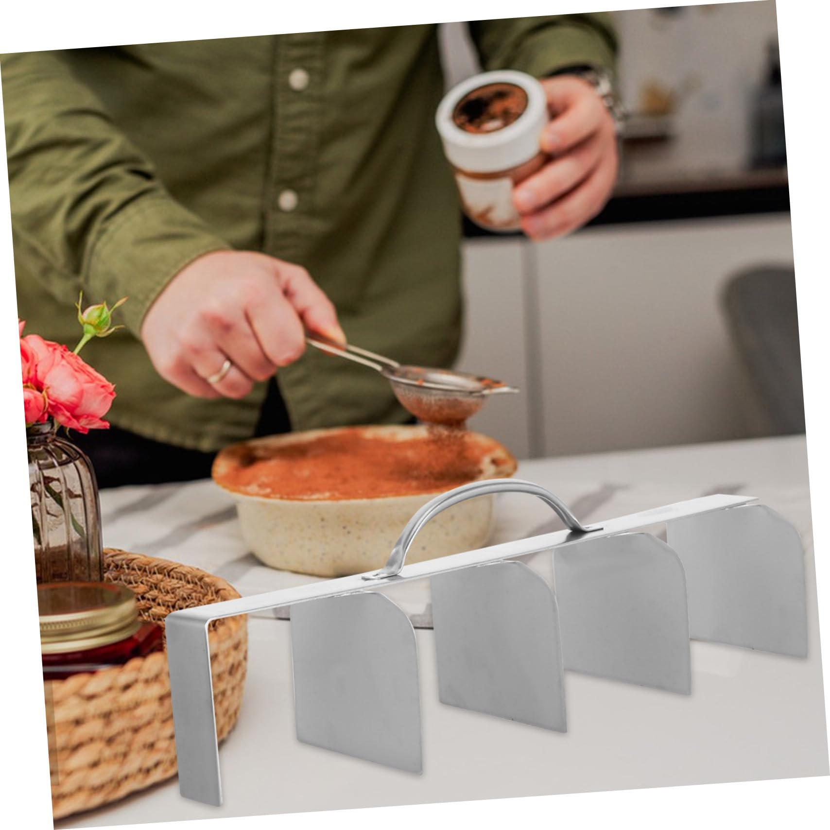 SOLUSTRE Coupe-gâteau Acier Inoxydable Outil pour Tiramisu Coupe-dessert Professionnel pour Portions Uniformes