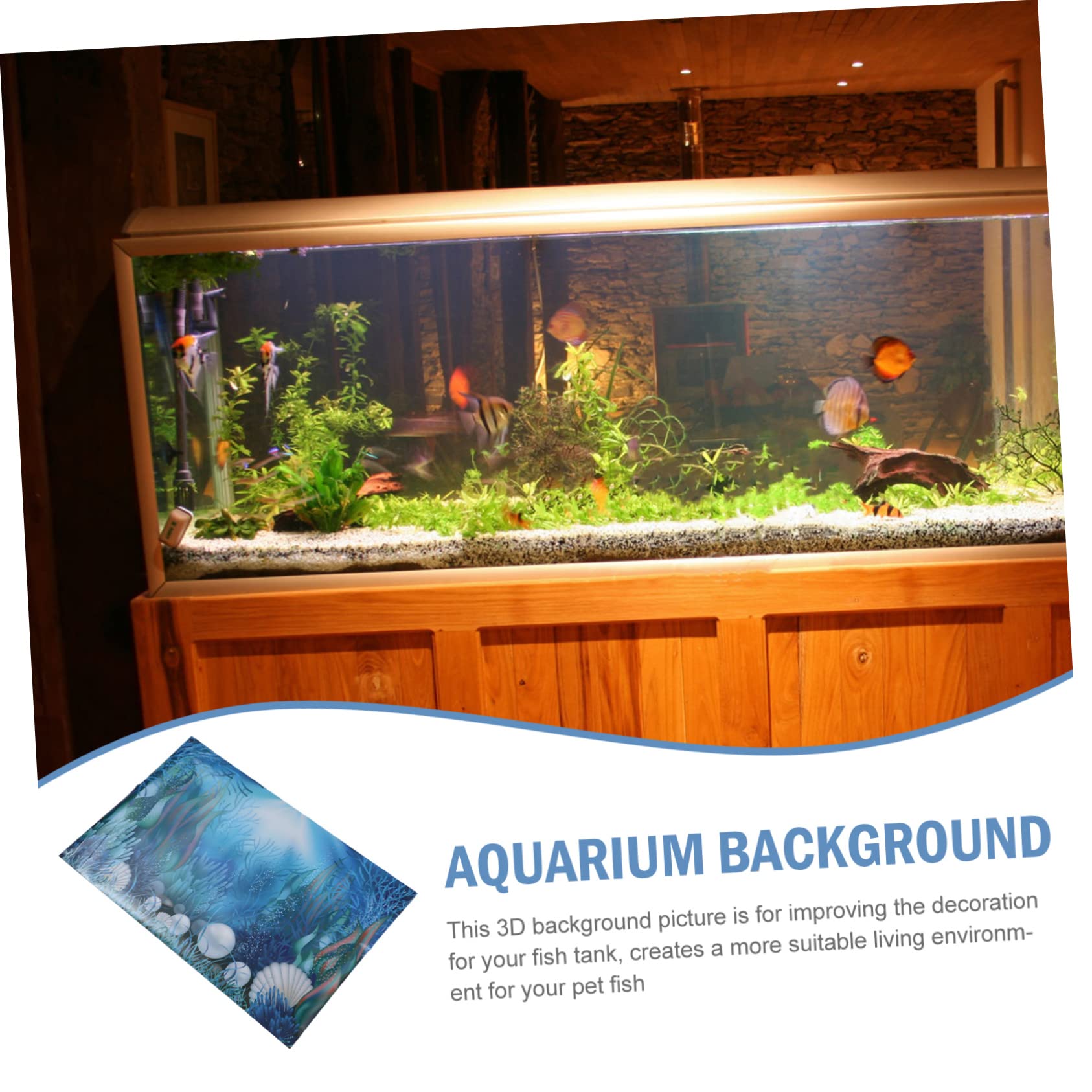 BESPORTBLE 2 Piezas Documento De Antecedentes del Tanque De Peces Decoración del Acuario En Casa Fondo De Pegatinas De Acuario Planta Pósters Decoraciones De Plantas Equipo Retirable Papel 3D