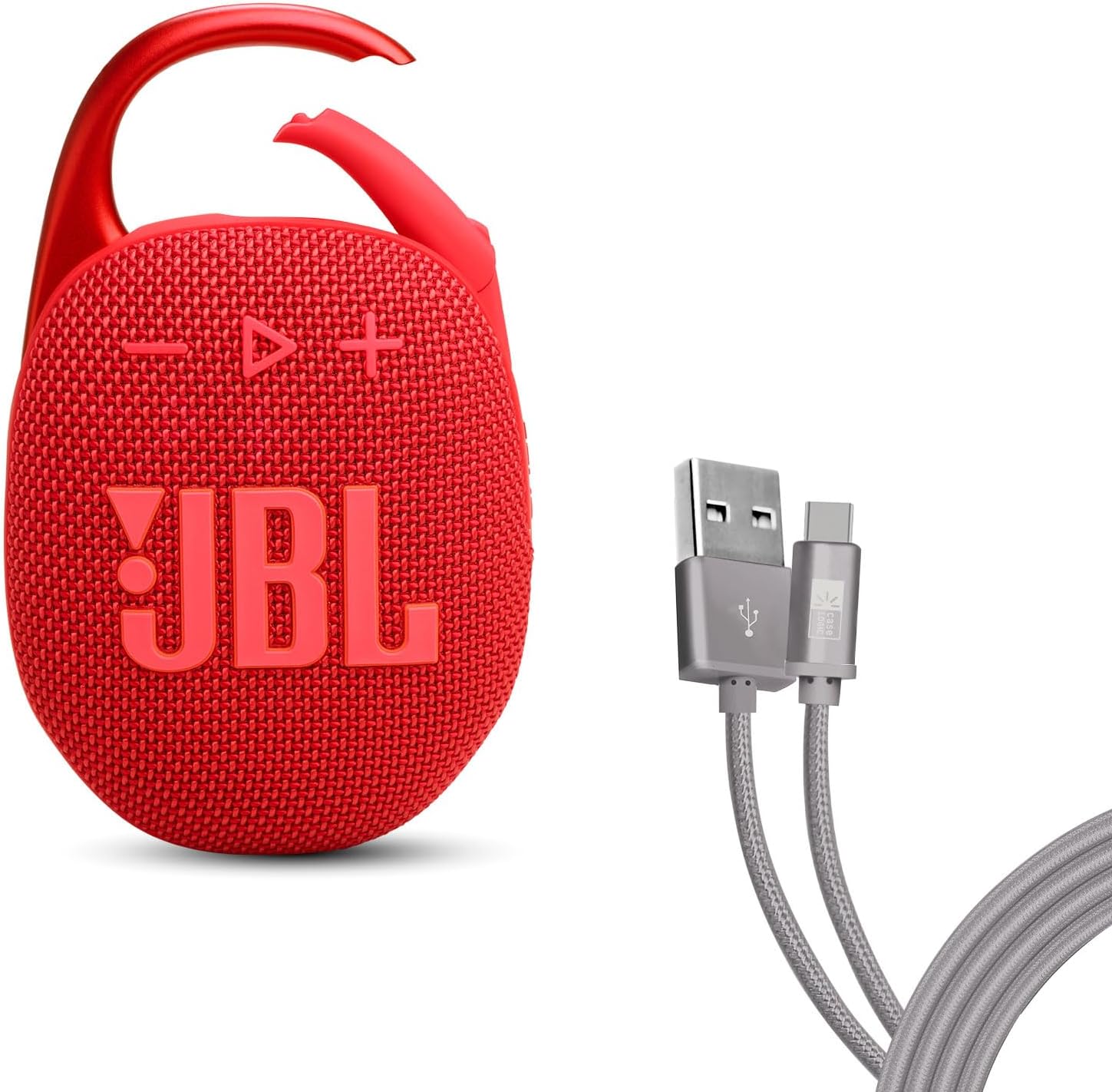 JBL Clip 5 Bundle with Case Logic 6FT Type C Braided - Red