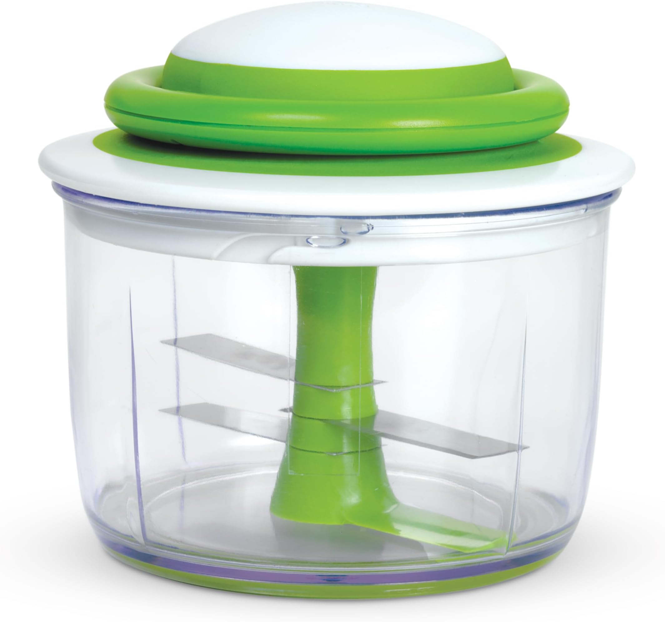 Chef'n VeggiChop Easy Pull Vegetable Chopper, Manual Veggie Cutter Great for Chopping Nuts, Herbs, Onions & Tomatoes to Make Salsa, Pesto, Guacamole & More, White/Green, 14 x 14 x 14 cm