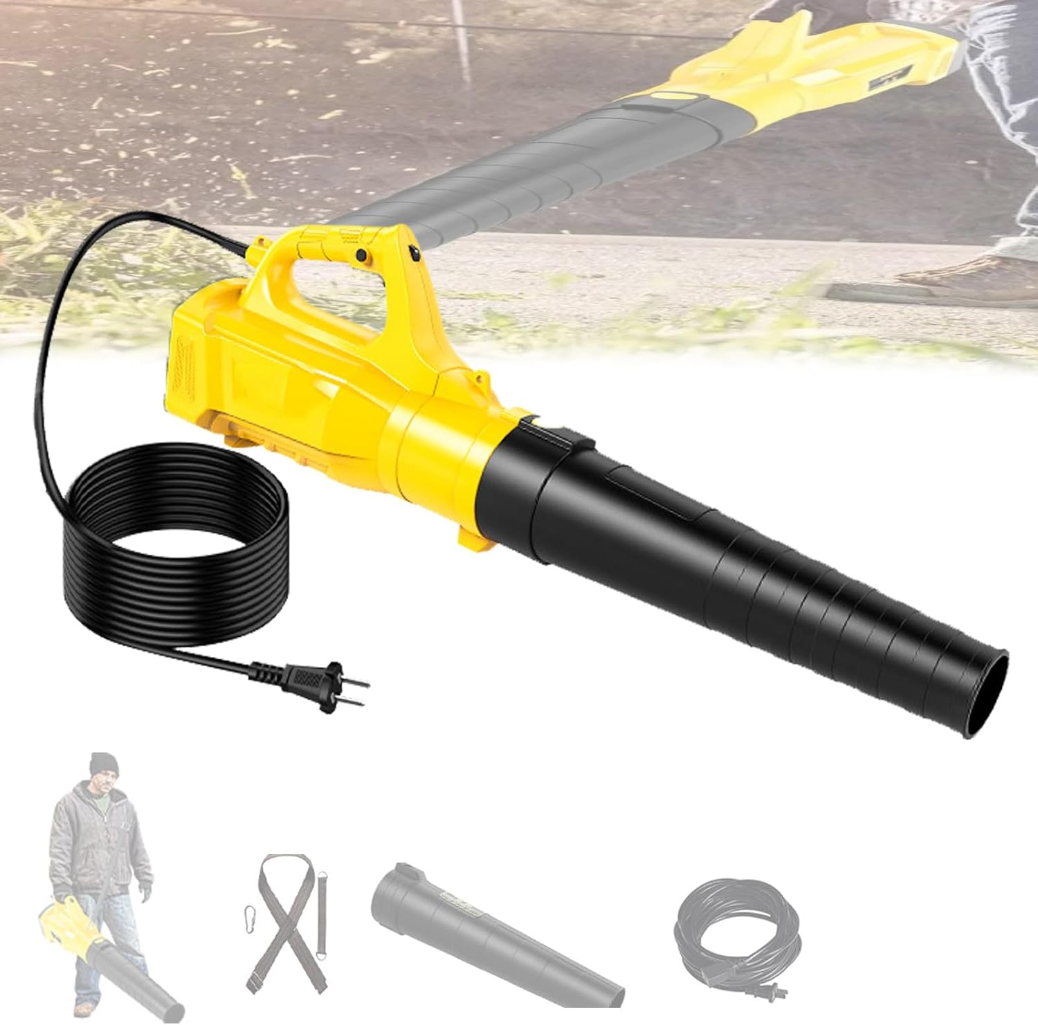 1030w Plug-In Snow Blower,Electric Snow Blower With 3 m Power Cord,6 Adjustable Speeds,Wind Speed 34m/S,13000rpm,Lightweight Blower,For Patio,Garden,House,Depot,Green,5M