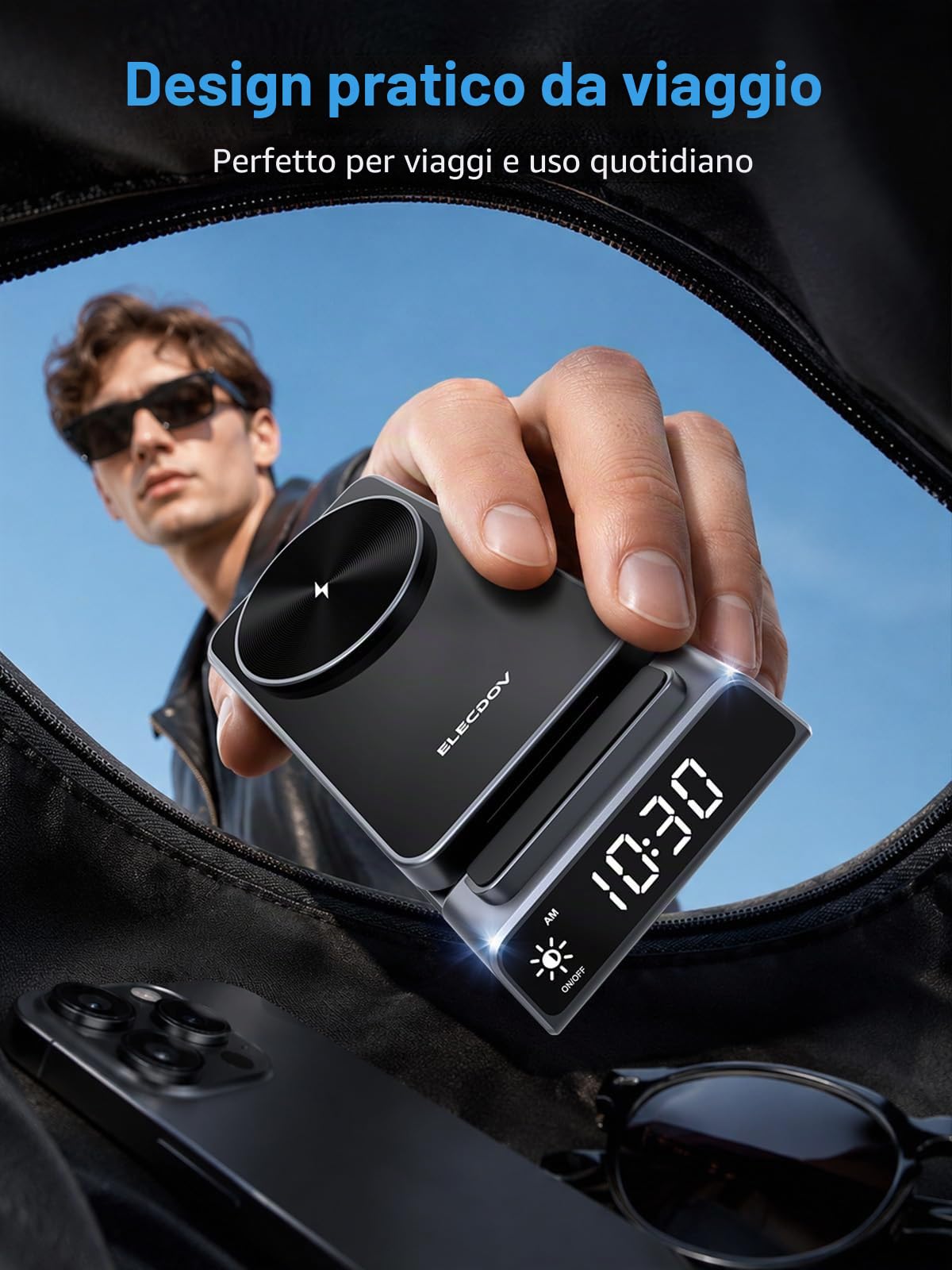 Caricabatterie Wireless per Apple Ricarica Magnetica 3 in 1 Stazione di ricarica con Orologio, Supporto di Ricarica Pieghevole Senza Fili per iPhone 17/16/15, Caricatore per iWatch
