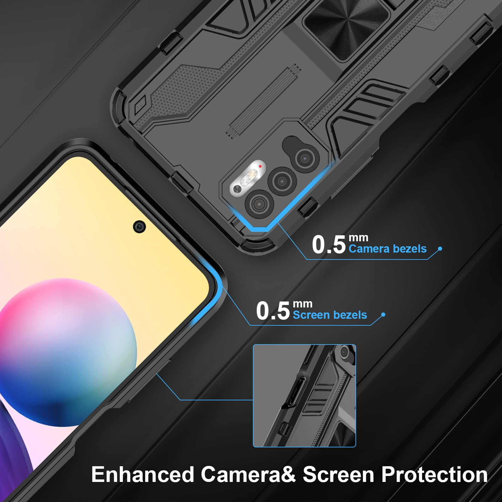 Funda para Xiaomi Redmi Note 15 Pro 5G, Carcasa Antigolpes con Soporte anular metálico, Case Protectora de Grado Militar, Azul — view 439