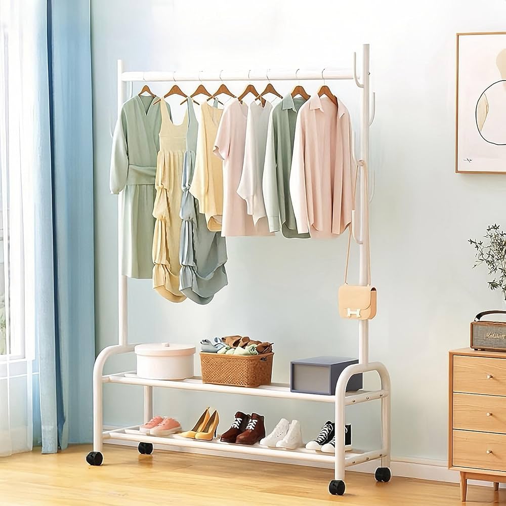 送料無料！大容量ハンガーラック 5本ハンガーバイプ Amazon｜MDDKOP ハンガーラック パイプハンガー 頑丈 金属材料