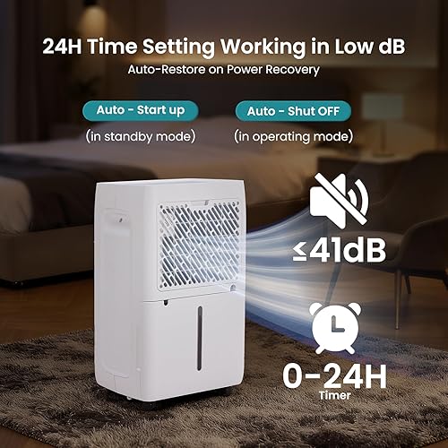 Miniatura 8 de OLIXIS Deshumidificador de 3,500 pies cuadrados, deshumidificador de 50 pintas para sótano con manguera de drenaje, tanque de agua de 4.5L1.19