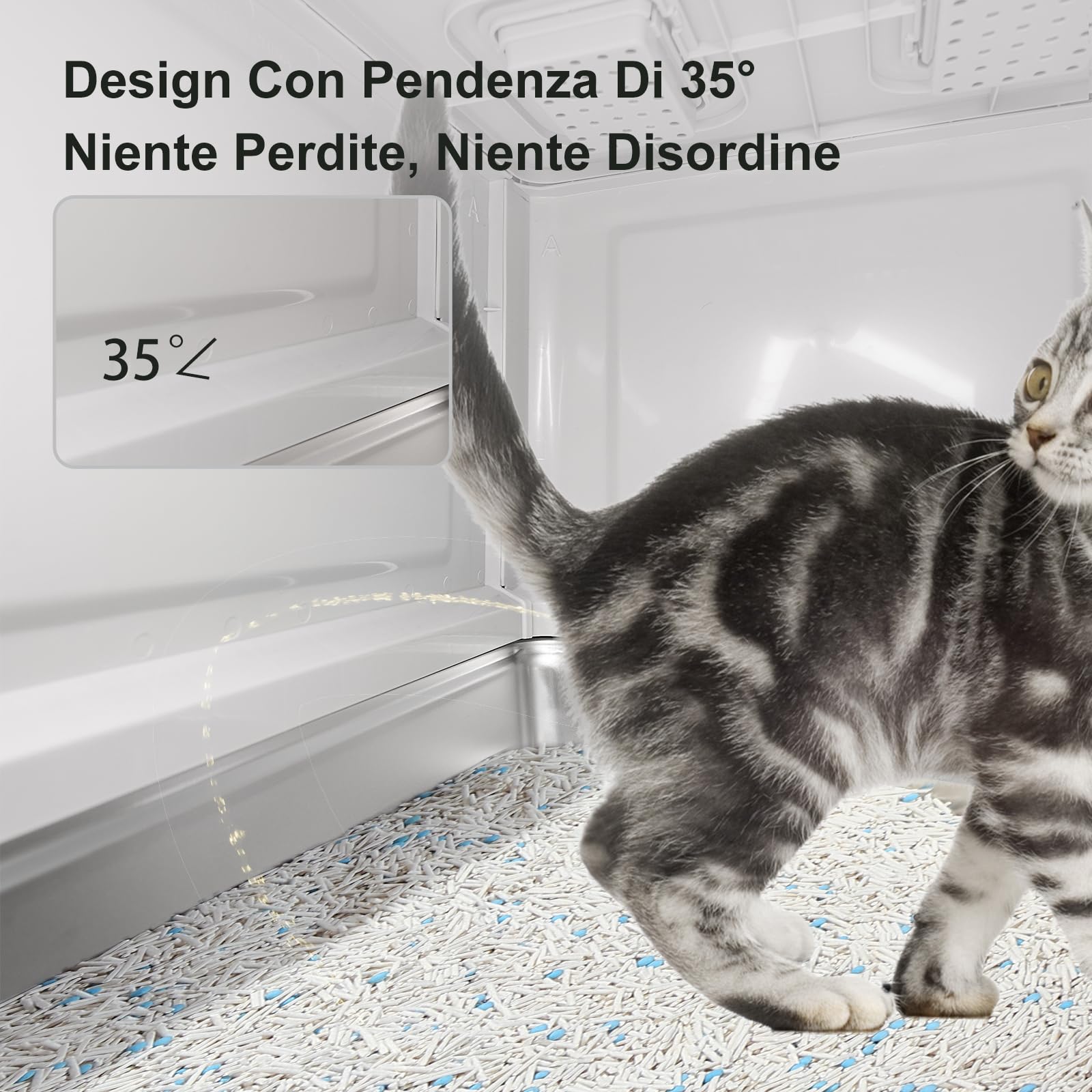 Marchul Cassetta Igienica per Gatti Chiusa in Acciaio Inossidabile con Coperchio e Design a Cassetto, XL, con Paratie Anti-Perdite, Paletta e Tappetino, Antiodore