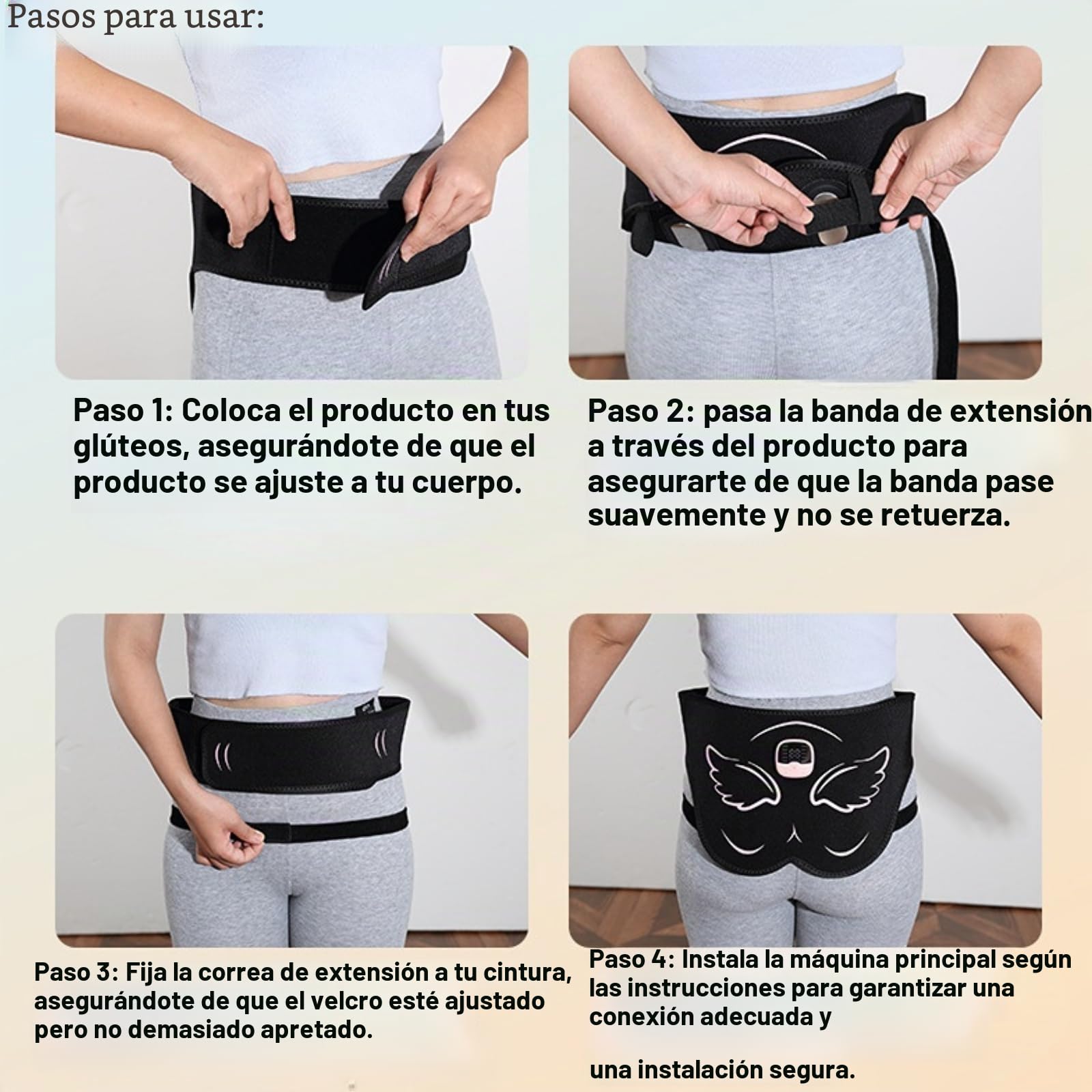 Entrenador de Cadera EMS Levantar Glúteos,30 Niveles de Intensidad,10 Modos,Masajeador Glúteos USB Estimulador ABS para Moldear el Cuerpo,Control Remoto Inalámbrico,Cinturón Extensible