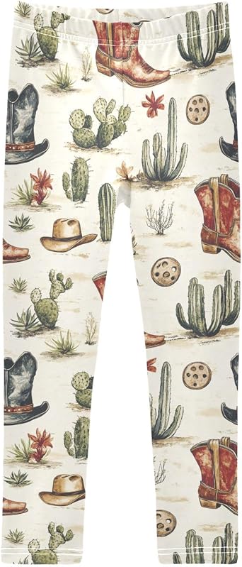 Cowboy Cowgirls Vintage Catti Girls Leggings Kids Yoga Pants Dance Active Tights 4T