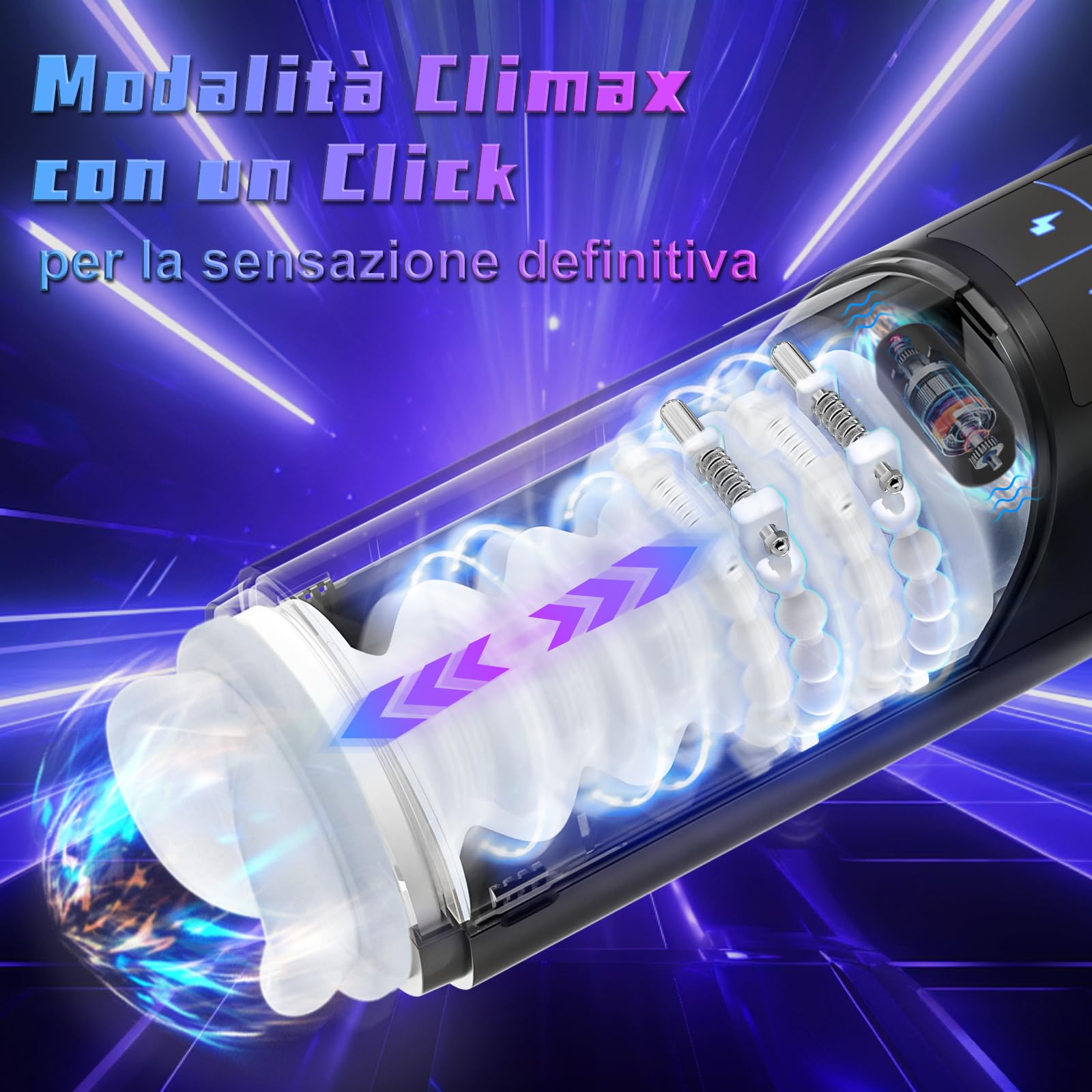 Masturbtore Automatico Sex Toys per Uomini - Masturbatori Maschili Sex Toys Uomo con Perline Massaggianti Regolabili Masturbatori Masturazione Realistico Uomo con Modalità di Spinta e Vibrazione 10x7