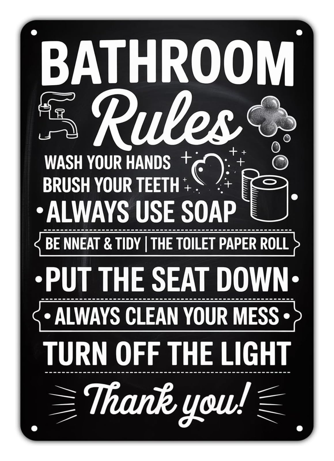 IDGTTLDF Bathroom Rules for Boys and Girls Metal Tin Sign Vintage Restroom Decor for Family Bath Bathroom Humor Plaque 8 X 12 inch