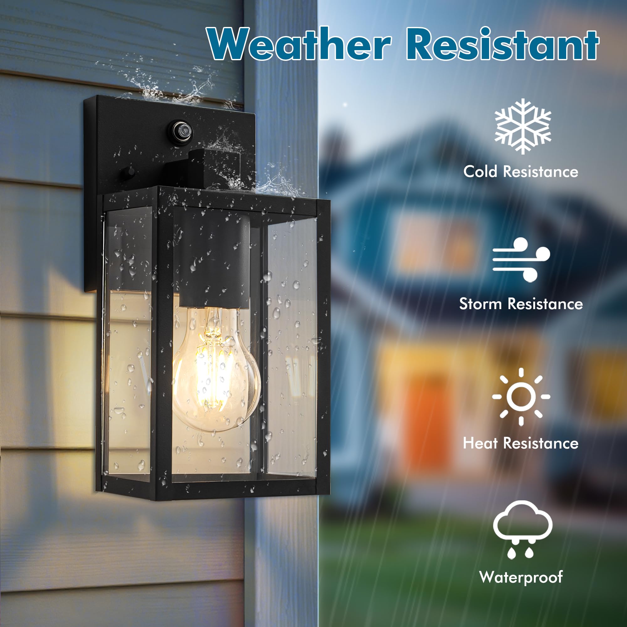 FTL Außenwandlampe mit Dämmerungssensor 2-pack, E27 Kleine Aussenlampe Wand, Ausenbeleutung Hauswand Sicherheitsbeleuchtung mit automatischem Ein-/Ausschalten, IP44 Außenwandlaterne für Garten Flur