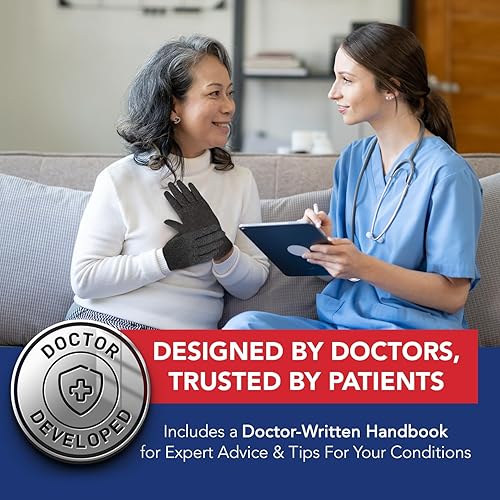 Miniatura 8 de Guantes para artritis desarrollados por doctoresguantes de compresión para mujeres y hombres y manual escrito por médicos, útiles para artritis,