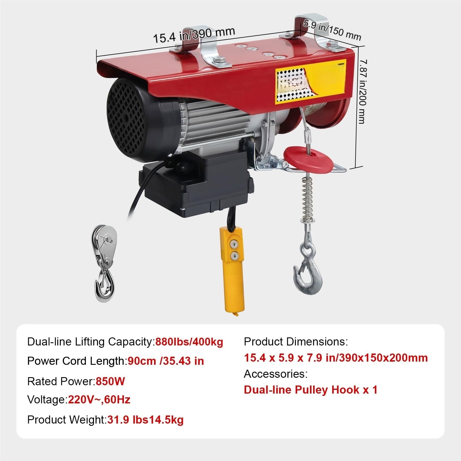 Elektryczny wciągnik linowy 440LBS-2200LBS
