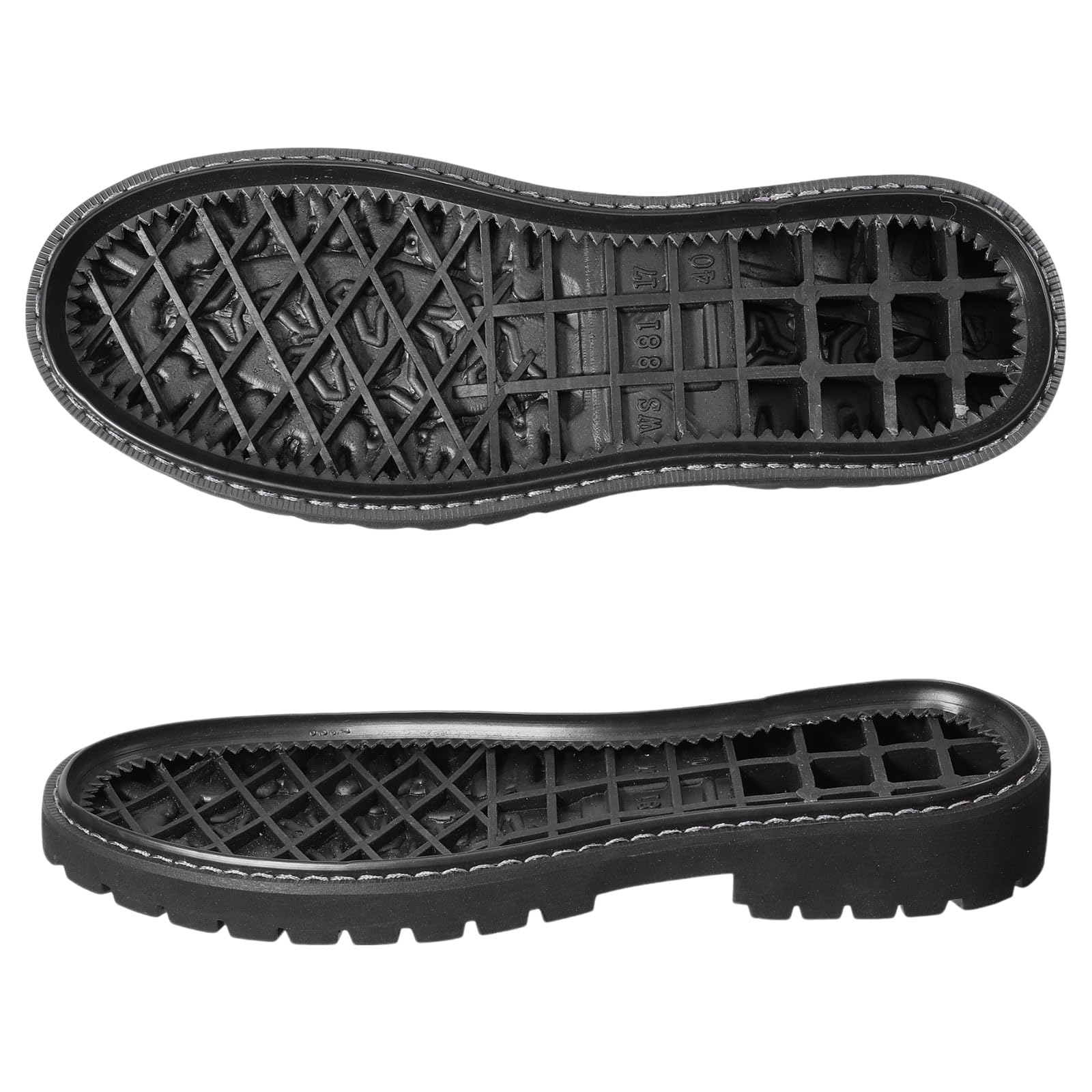 CHGCRAFT - Plantillas de goma para zapatos de bricolaje, 1 par de suelas totalmente de goma negras, resistentes al desgaste, plantillas elevadas para zapatos y botas, Negro, 40 EU