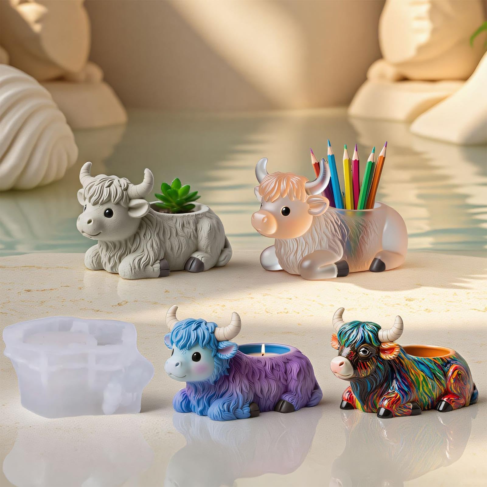 Silikonform Hochlandrind - 3D Kerzenform Für Highland Cow Figuren