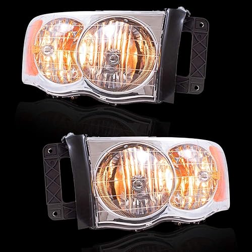 Miniatura 2 de Brock Conjunto de faros halógenos de repuesto para el lado del conductor y el pasajero, compatibles con Dodge Ram 1500 2002-2005