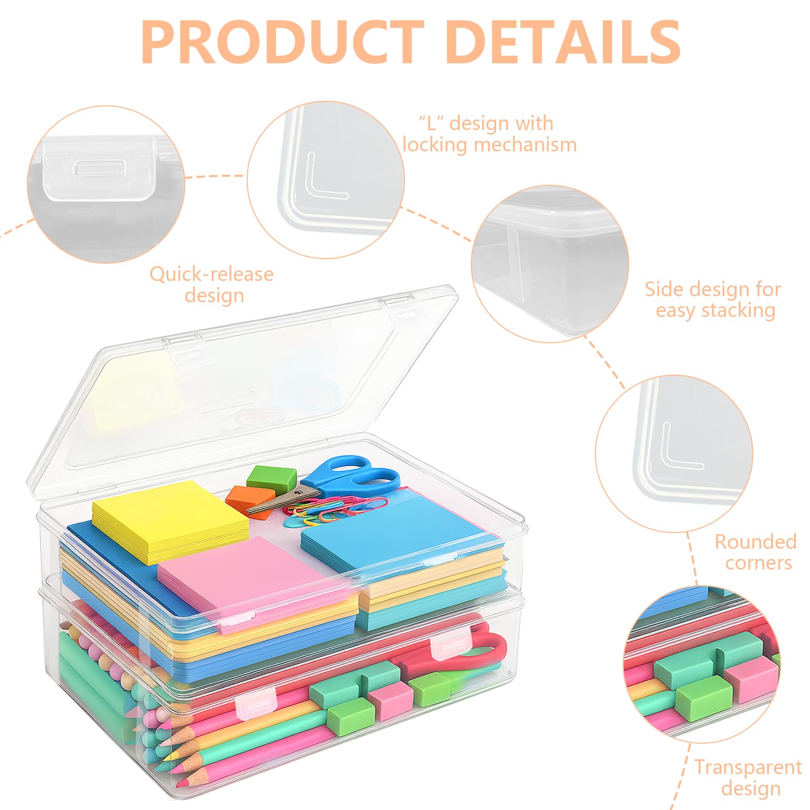 Cajas Almacenaje Plastico con Tapa Apilables 31x22x5cm 2 Piezas
