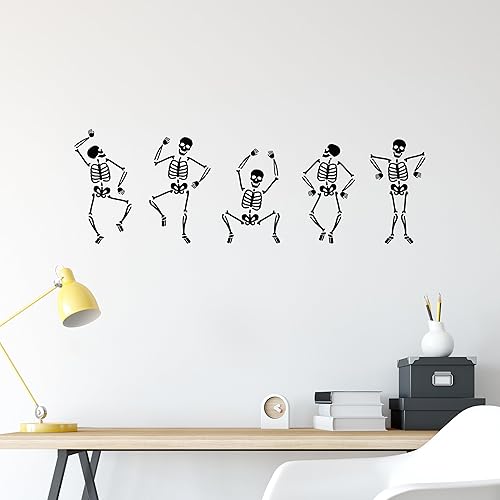 Miniatura 2 de Vinilo adhesivo de pared divertido símbolo de esqueleto bailarín, calcomanías de Halloween, decoración grande (g8656) negro