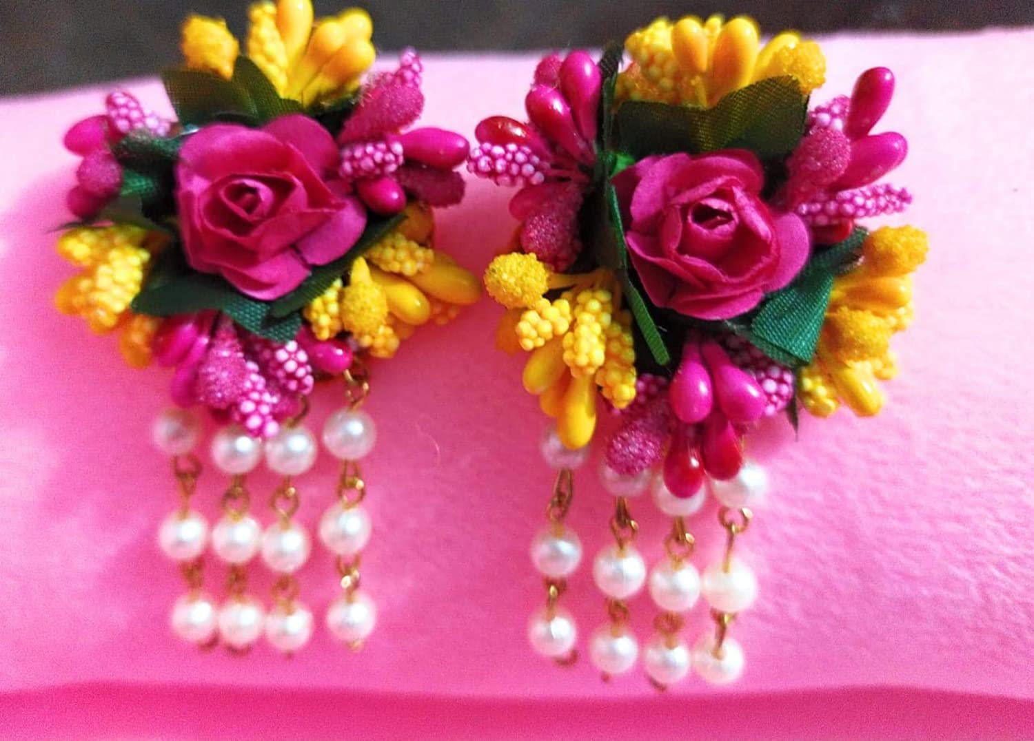 C&G INDIA Flower Designer Jewellery Set For Women And Girls Mehandi Haldi Bridal Baby Shower Marriage - Image 5 thumbnail