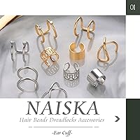 Vista 2 de NAISKA 24 piezas de joyería para el cabello con diamantes de imitación de cristal para trenzas, rastas, trenzas de cabello, puños de metal sin Dorado