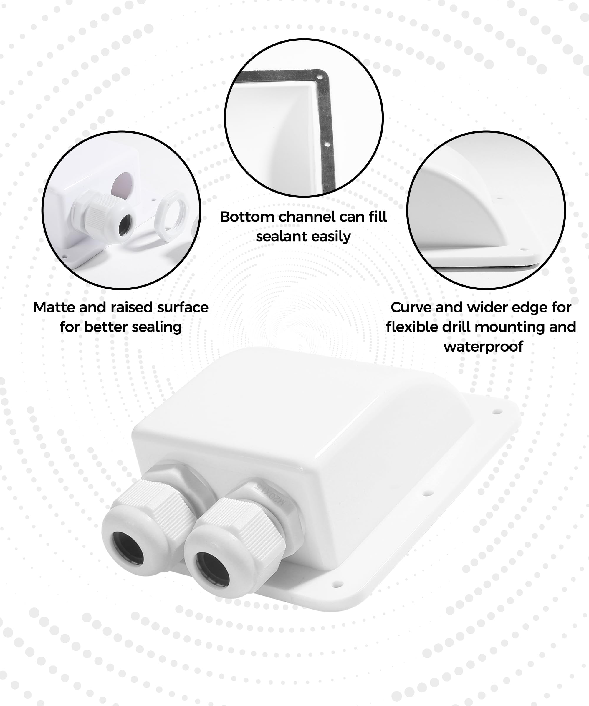 Flaconi Caja de Acceso a Cables Solares para Vehículos Recreativos,Prensaestopas Doble Entrada de Cables,Pasacables de Techo Pasacables de Entrada de Cable Doble,para Autocaravanas,Caravanas (Blanco)