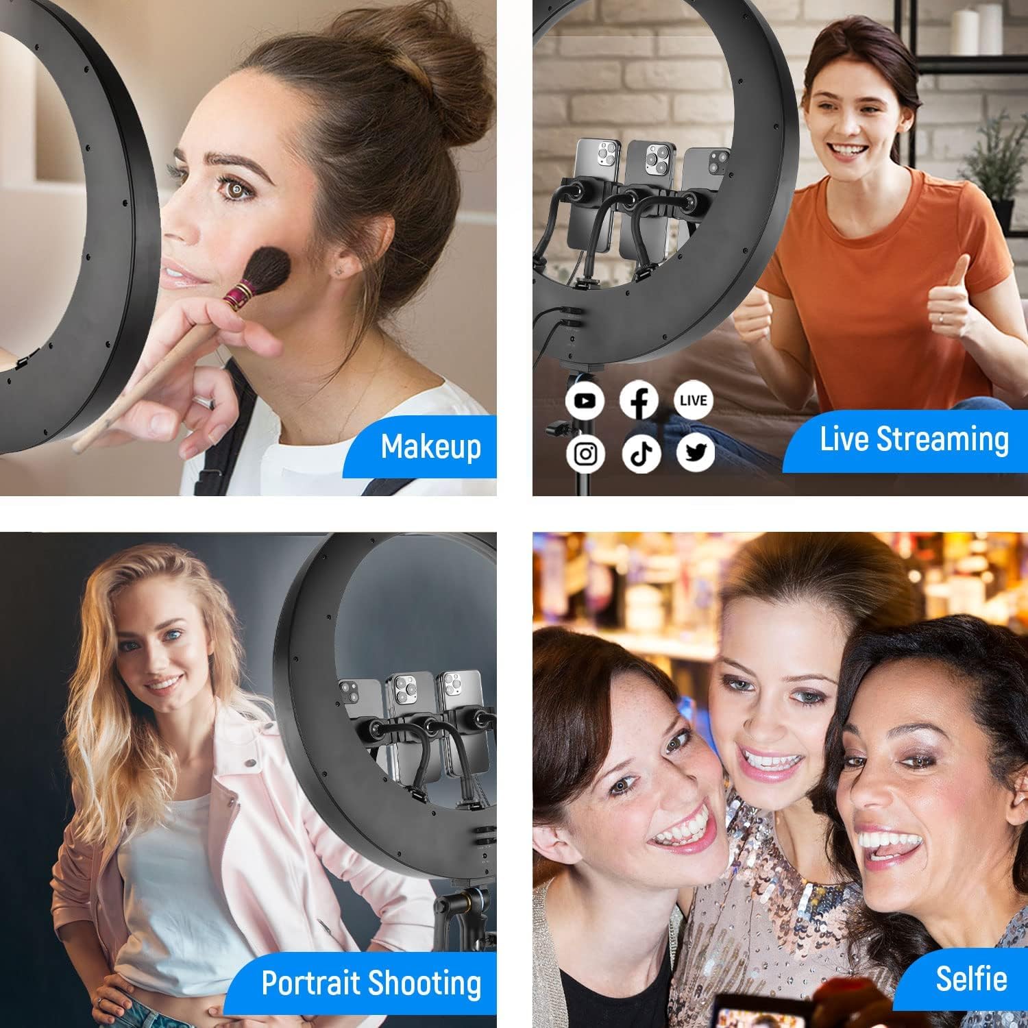 Neewer 19" Ring Light Luce ad Anello con Stand 3200K-5600K per Selfie Streaming Zoom RP19H
