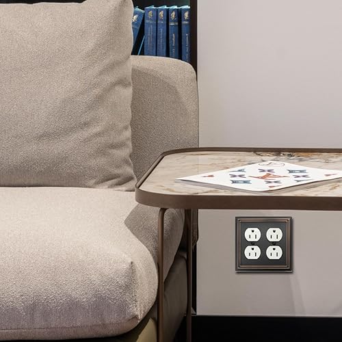 Vista 36 de Placa de pared de metal Adler con cubierta de interruptor de luz de triple palanca, paquete de 2 unidades de bronce envejecido de 3 bandas, cubierta