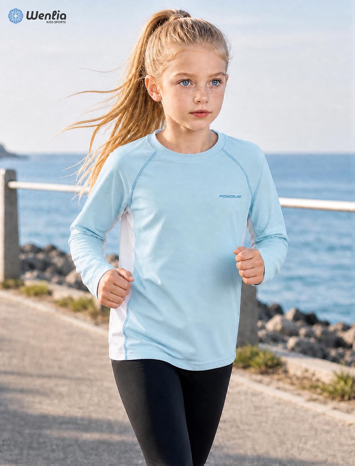 Wenlia Girls Long Sleeve Athletic Shirt Kids Sports Top