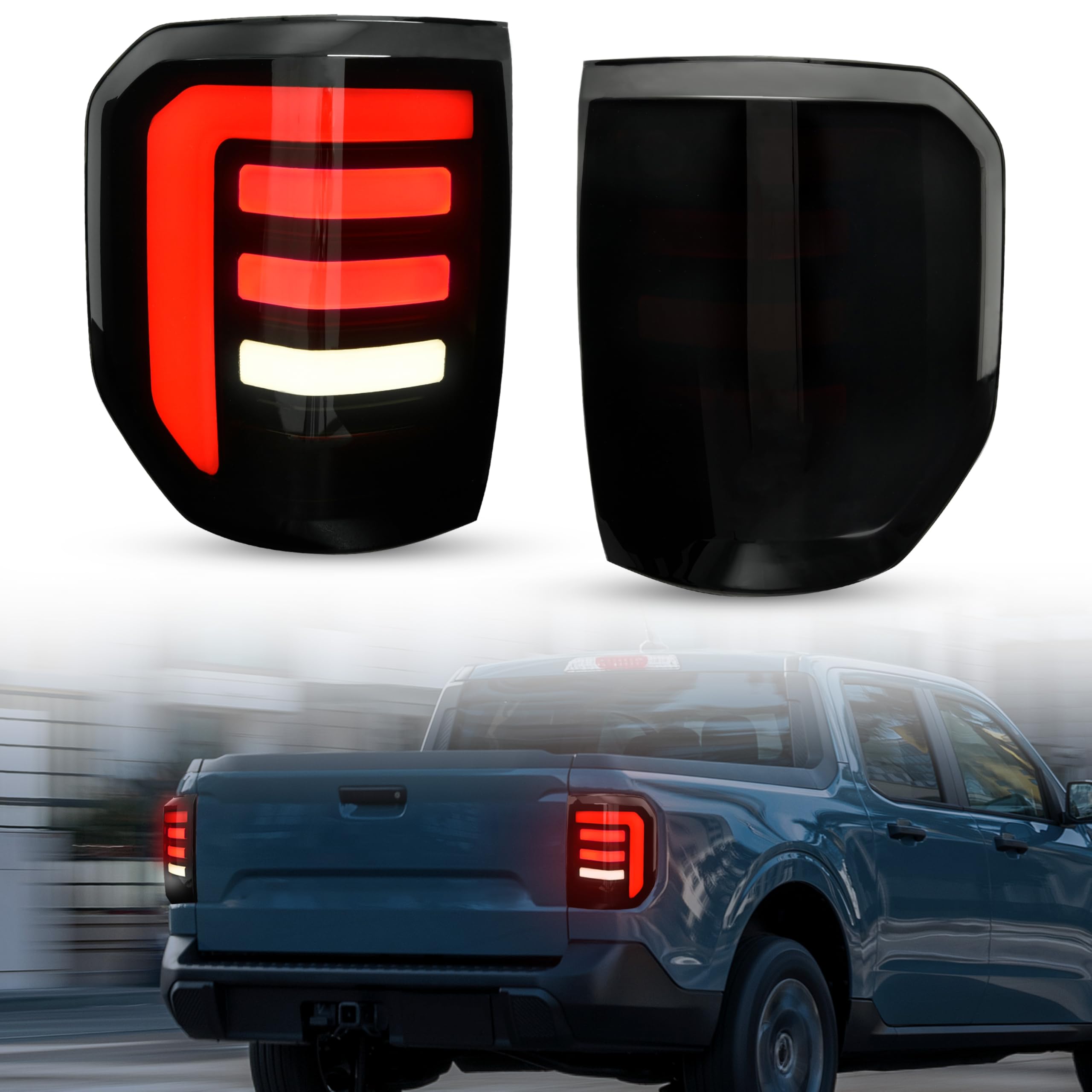 Photo 1 of KEWISAUTO Full LED Taillight for 2022-2024 Ford Maverick XL XLT Lariat, Smoked Tail Lamp Running Light Brake Reverse Light Turn Signal for Ford Maverick XL XLT Lariat 2022 2023 2024 Accessories