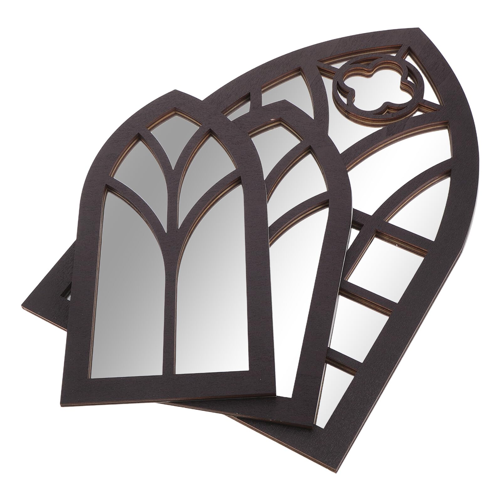 Veemoon Lot de 3 Miroirs Muraux en Bois Style Cathédrale 30X15 CM Miroirs Décoratifs D’Arche Vitre Imitation D’Entrée pour Décoration Intérieure et Vestiaire