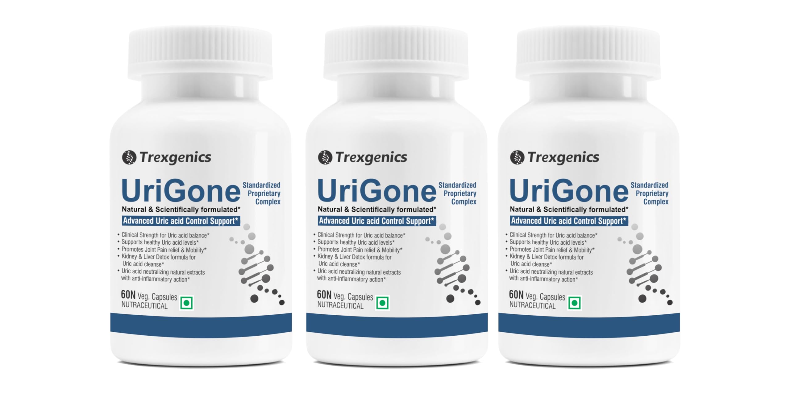 Trexgenics® URIGONE Advanced Uric acid Support Proprietary Natural Formula(60 Veg caps) (3)