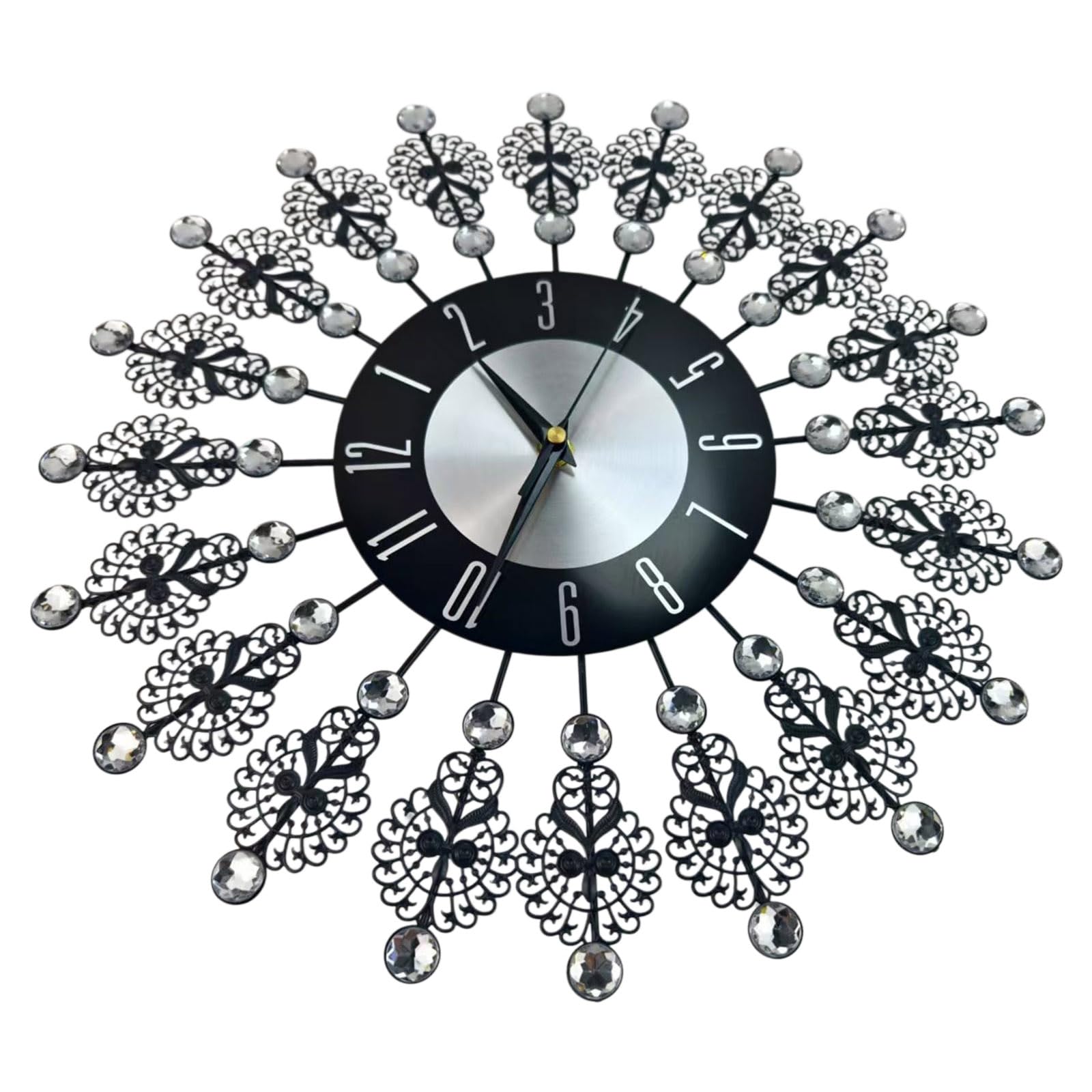 HDOYTXXM Crystal Leaves Wall Clock None-Ticking Silents Battery Operated Clocks Decorative for Living Room Decors Decorative Battery Operated