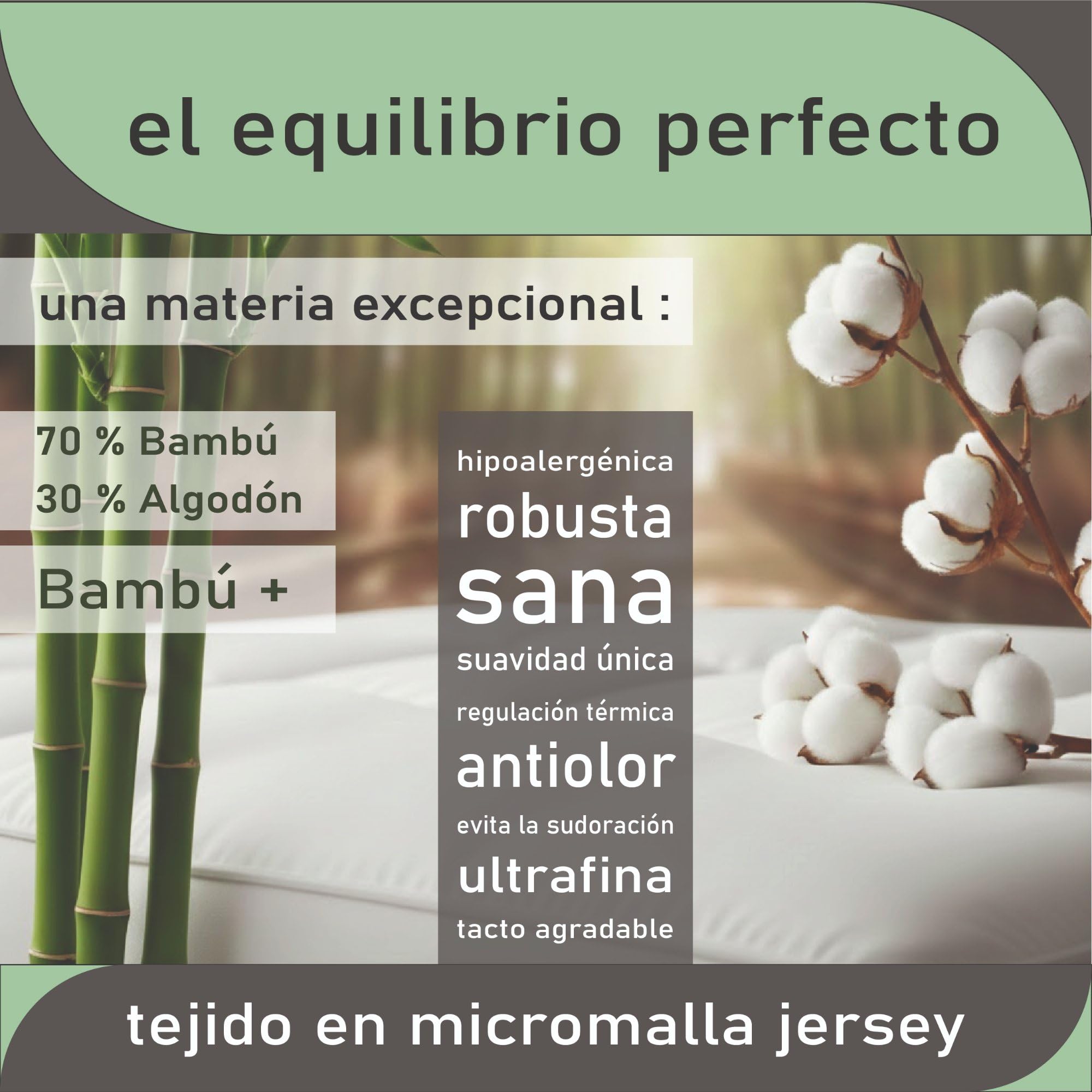 Twillie (Lote de 1) Protector Colchón Doble 2x70x190 Bambú – Impermeable, Cama ARTICULADA – Algodón Natural, Tratamiento Suizo Sanitized® Antiácaros – Hecho en UE
