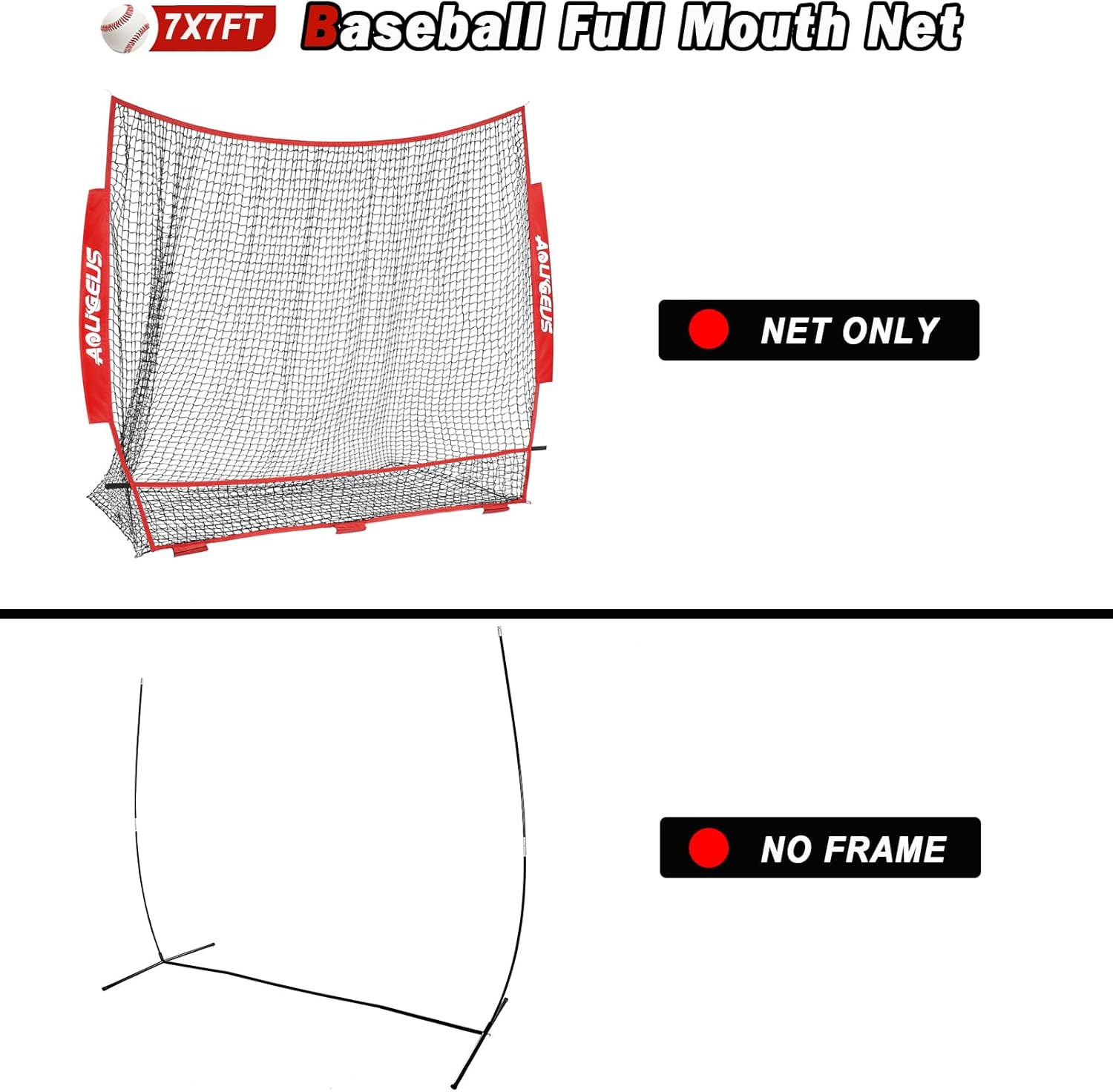 Replacement 7' x 7' Baseball Softball Net (NET ONLY),with Large Ball Collection System,Frame Not Included