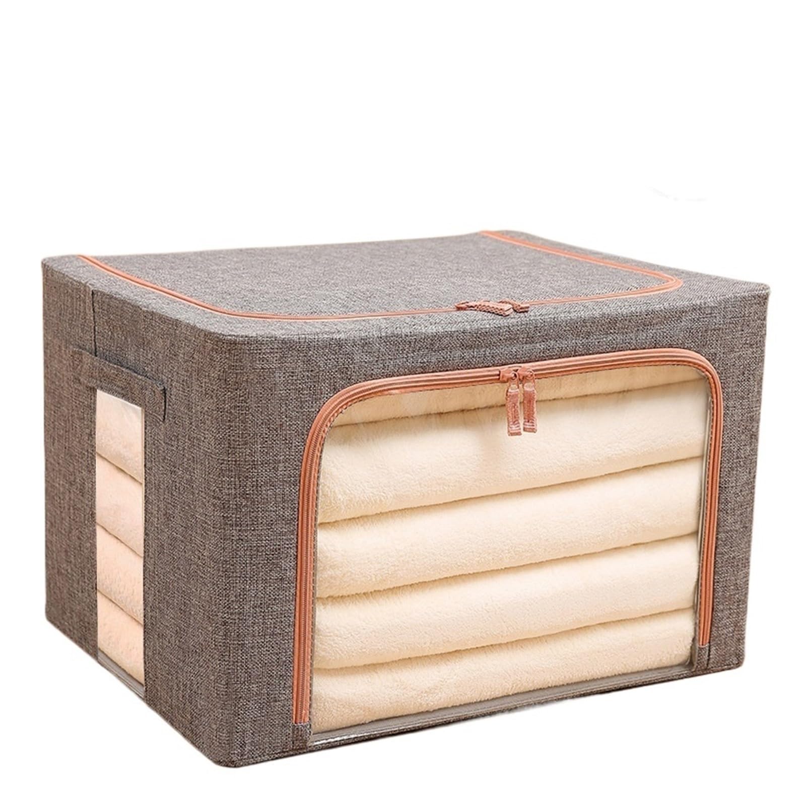 RRYPBOVG Foldable Blanket Storage Bags Foldable Storage Organizers Bedding Storage Duvet Storage Bag Fabric Storage Boxes(Grey,100L)