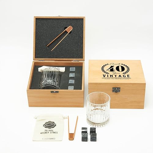 Miniatura 3 de Hediye Sepeti - Juego de regalo de whisky 100% sin plomo, juego de piedra de whisky de lujo, caja de madera, ideal para whisky, bourbon y licor,