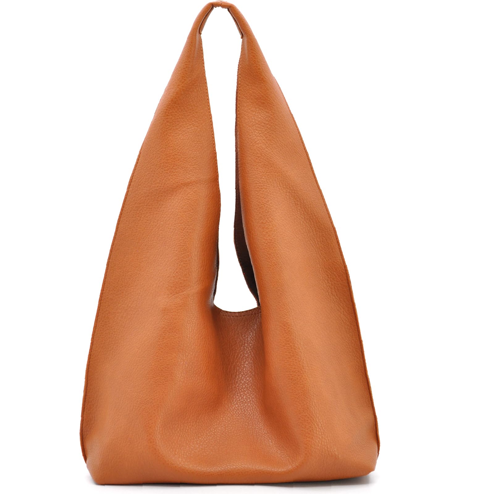 Generico Borsa a Sacco da Donna in Similpelle, 38x36x15 cm, Cognac, con Tracolla Regolabile e Borsetta Omaggio