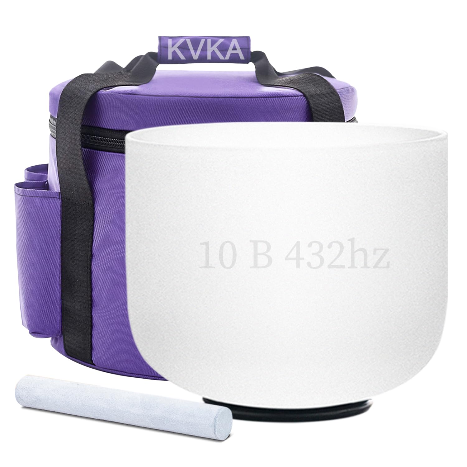 KVKA Campane tibetane, 25 cm, 432 Hz, note B 10 pollici, bianco Chakra Sound Healing, per meditazione, antistress, relax con borsa per il trasporto