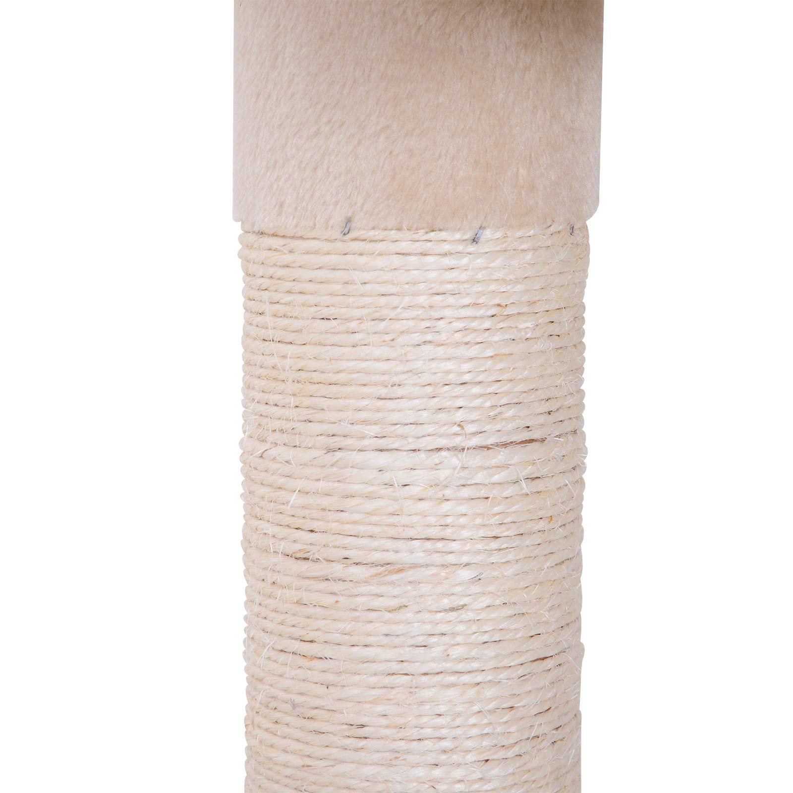 PawHut Árbol para gatos Torre Rascador de Gato de 5 Niveles Fijado al Techo Ajustable en Altura con Múltiples Plataformas Cubierta de Felpa Suave 40x34x230-260 cm Beige