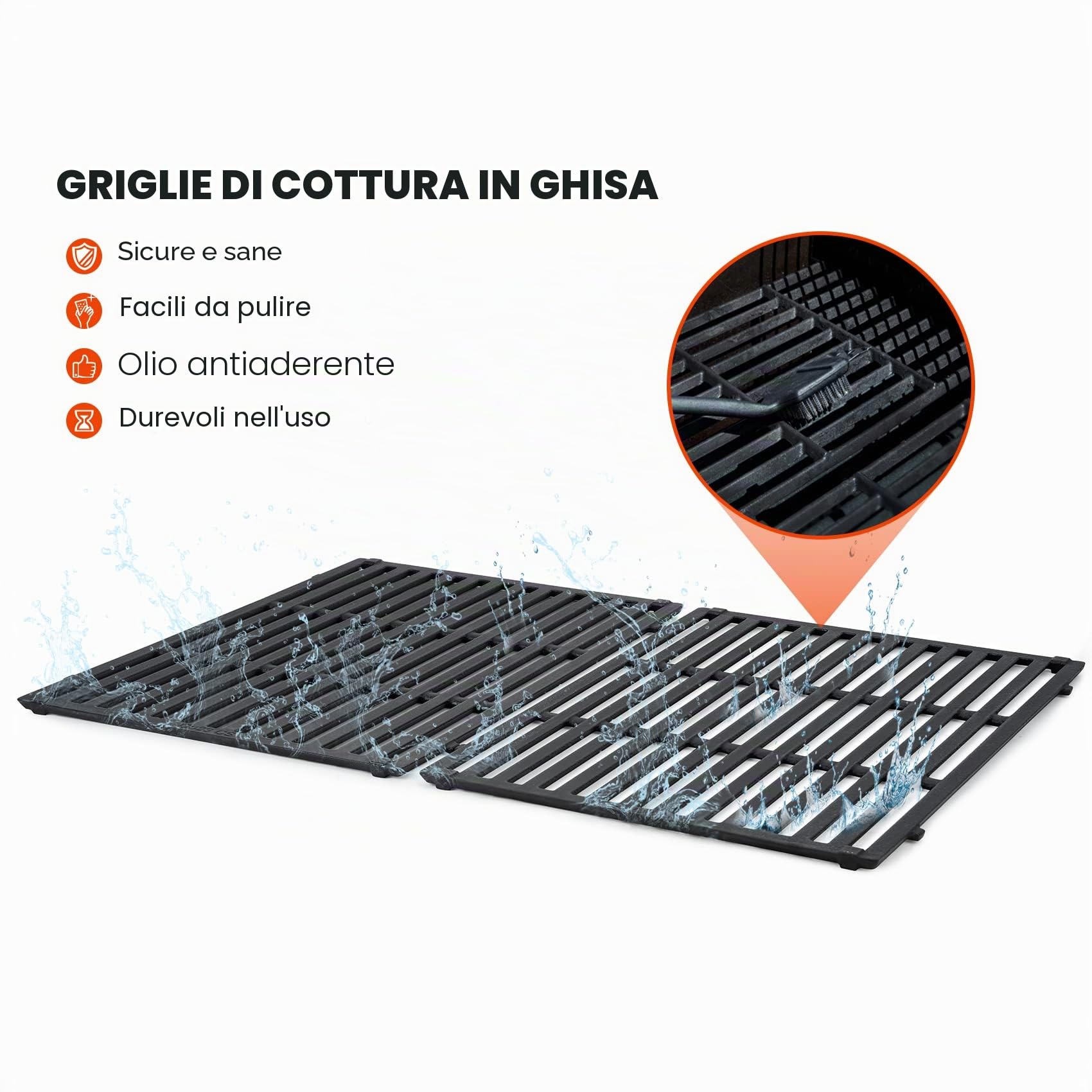 onlyfire Griglia di Cottura in Ghisa per Griglie a Gas Weber Serie Genesis II e Genesis II LX 300, Griglia di Barbecue per Weber Genesis 2022, Griglia di Ricambio per Weber 66802/66095