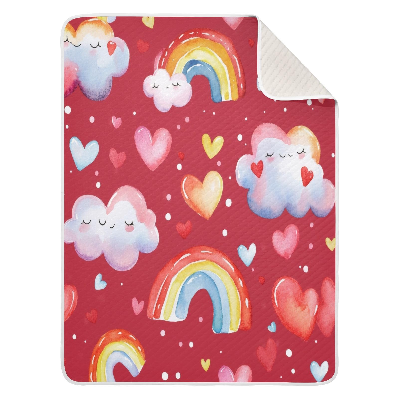 Burbuja Valentine Rainbows Baby Blanket for Boys Girls, Nursery Soft Warm Swaddling Receiving Baby Blankets, 30x40 in Toddler Blanket