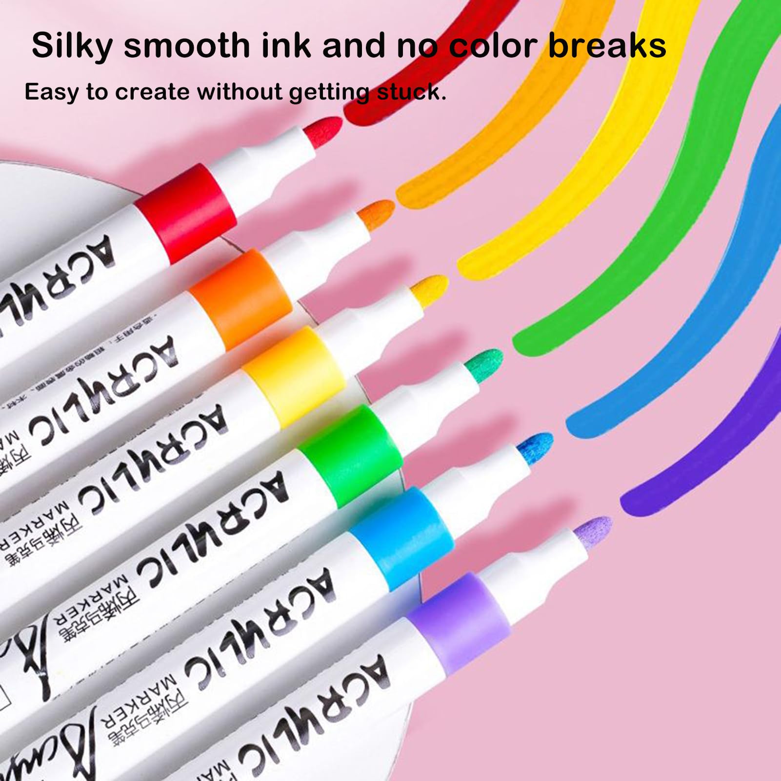 Acryl-Marker-Set mit 120 Farben, Acrylmarker mit feiner Spitze, Farbe auf Wasserbasis, permanentes wasserfestes Kunstbedarf-Set mit lebendigen Farben, ideal für Stein