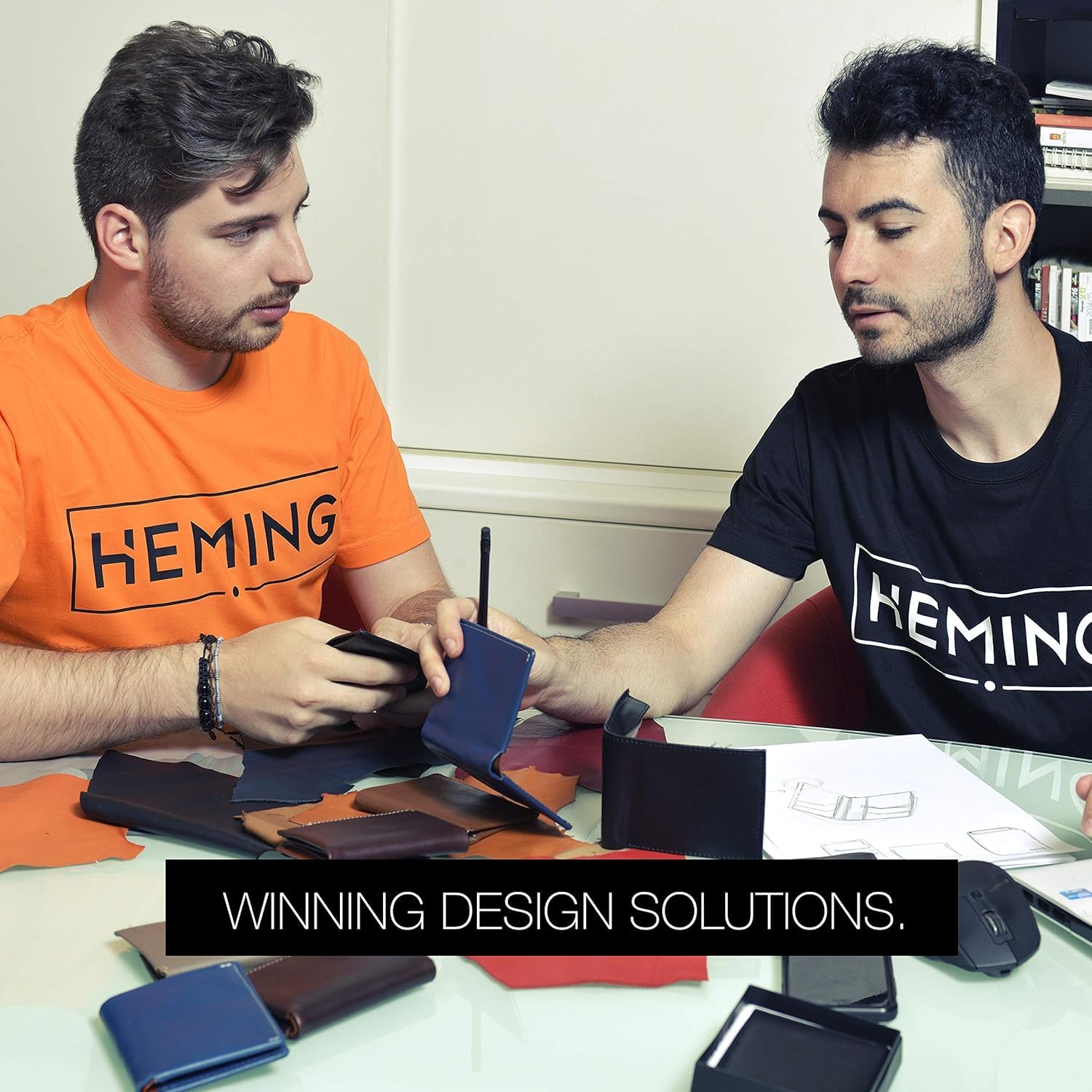 HEMING Cartera Delgada para Hombre, Soporte Minimalista para Tarjetas de crédito, Capacidad para hasta 12 Tarjetas y Billetes, Tarjeta de crédito y Billetes de Banco de Piel auténtica Suave, Cartera