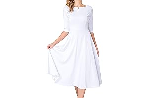 Marycrafts Women's Fit Flare Tea Midi Dress, Professional Usher Uniforms for Formal Events