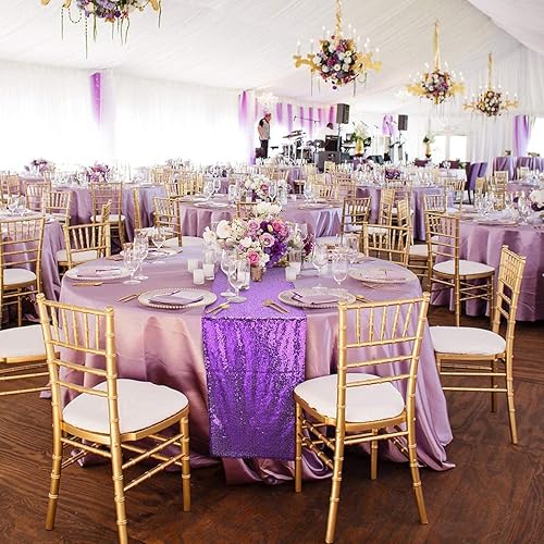 Miniatura 10 de Camino de mesa de lentejuelas de oro rosa, camino de mesa de oro rosa de 12 x 72 pulgadas, decoraciones de fiesta de oro rosa, camino de mesa con