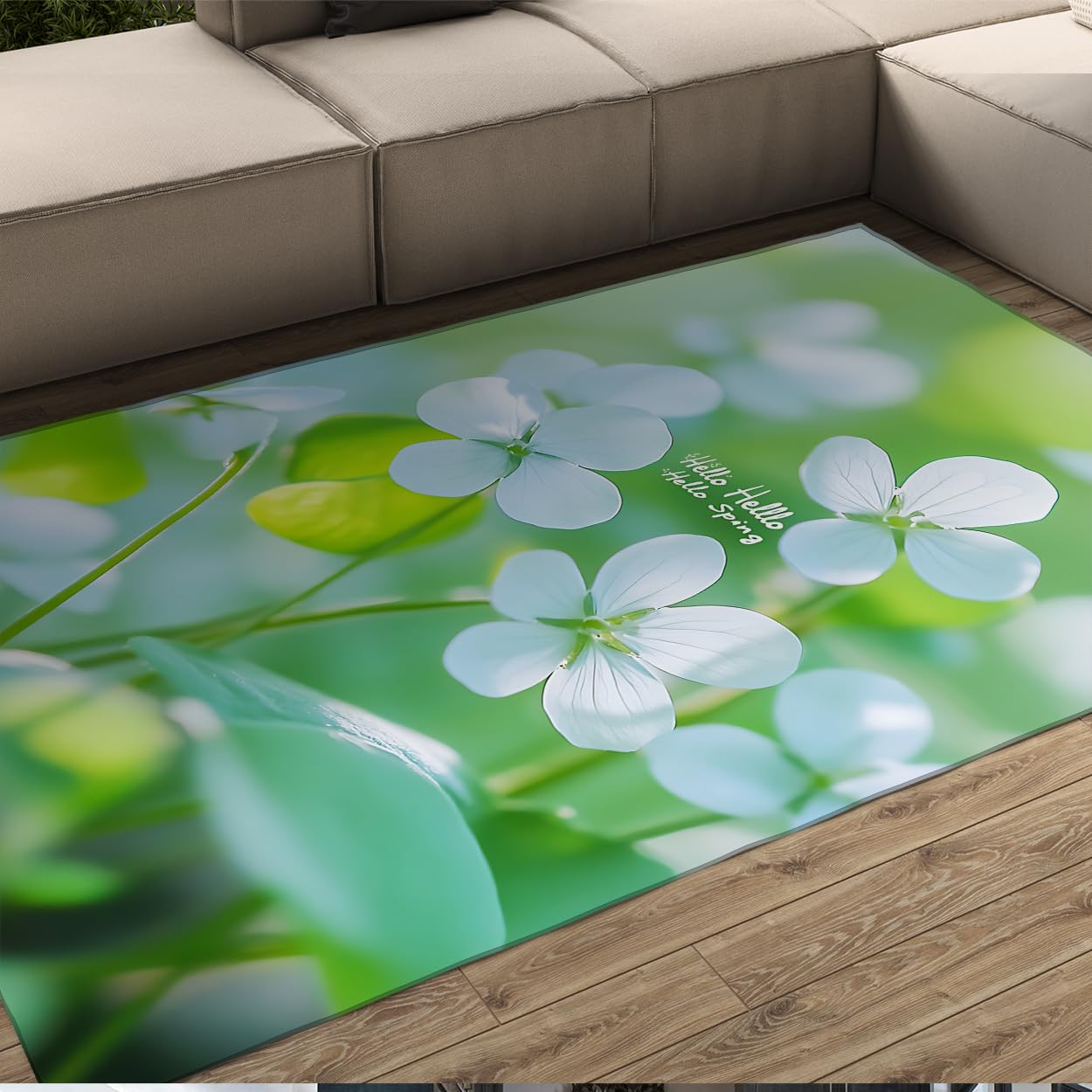Tapis antidérapant vert 140x200 pour entrée et couloir animés