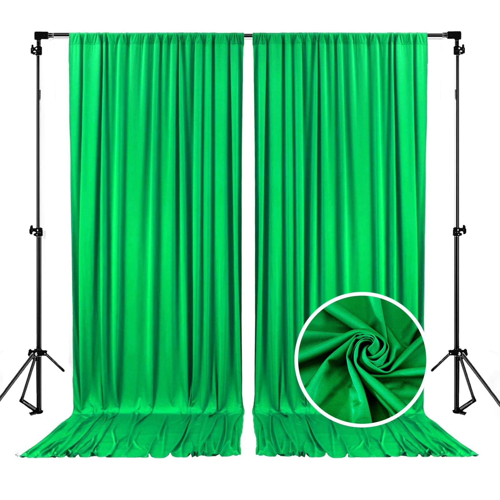 10 x 10 Feet Green Backdrop Curtain for Partie, Background Curtains for Photoshoot, Birthday, Wedding, Halloween, Thanksgiving, Christmas, New Year