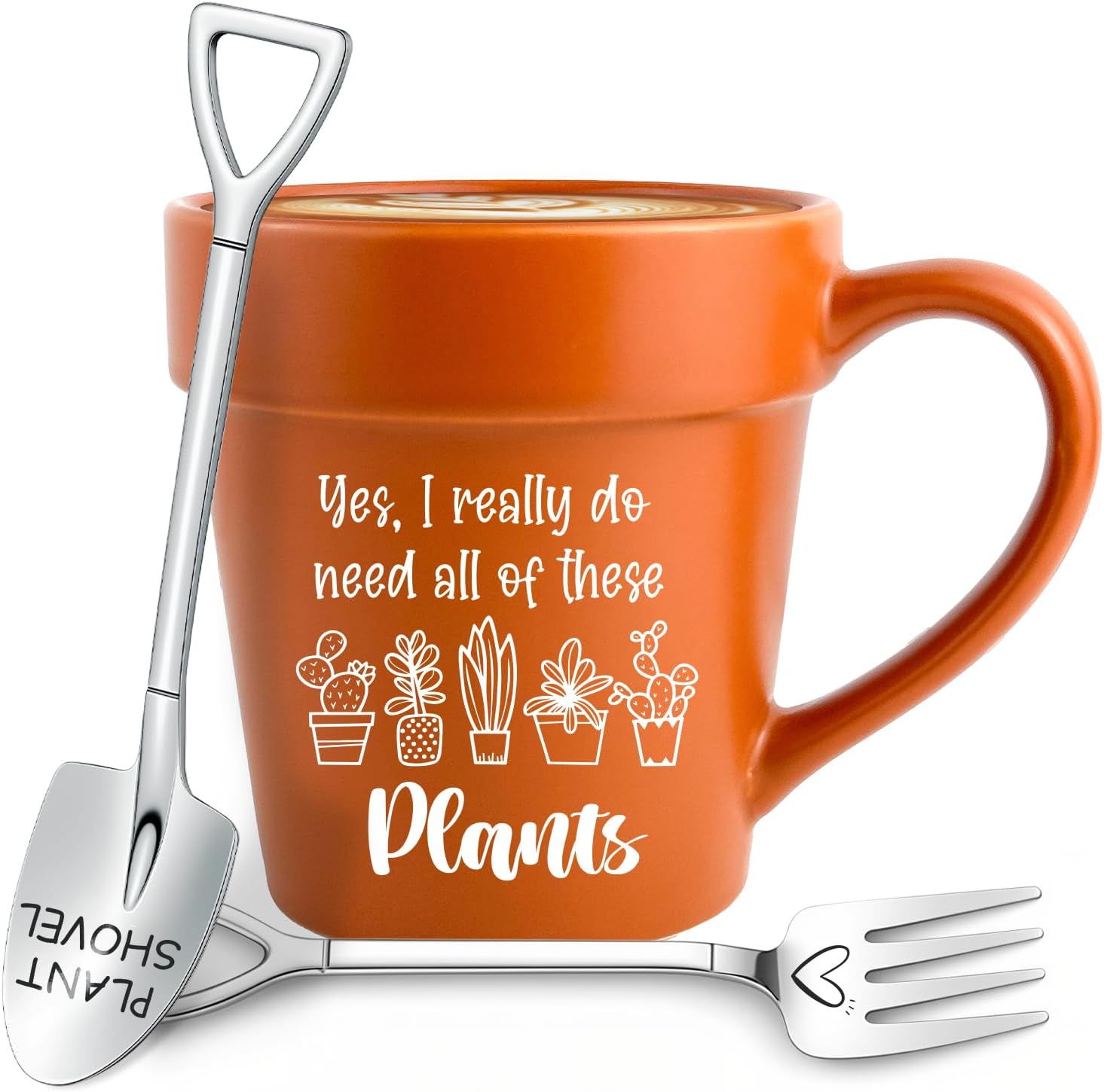 Funny Coffee Mug - Gardening Gifts for Plant Lovers, Cute Gardener Mug with Shovel Spoon & Fork, Unique Gift for Women, Mom, Grandma Mother's Day, Birthday, Teacher Appreciation
